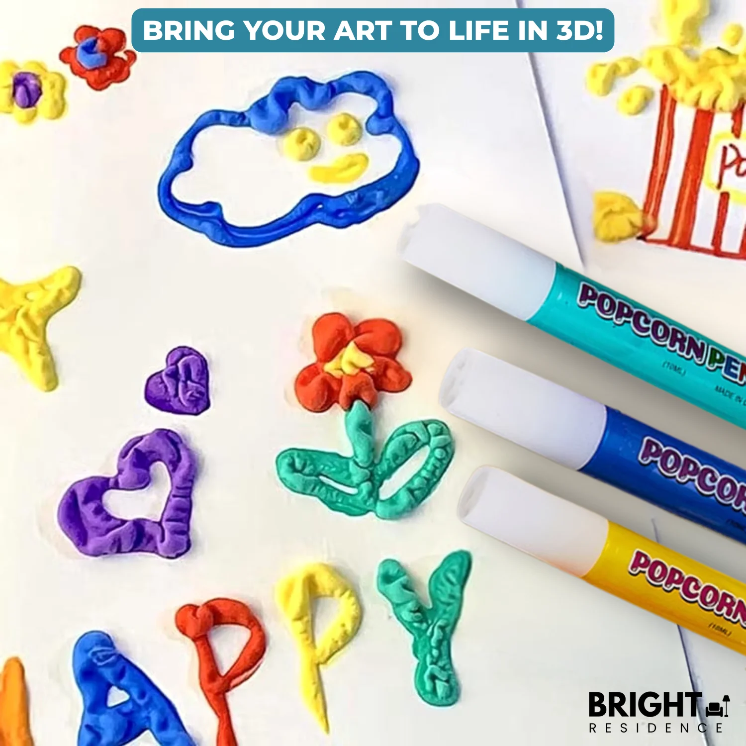 1+1 FREE | PuffyArt - 3D Puffy Paint Pens (12 Colors Set) - Image 3
