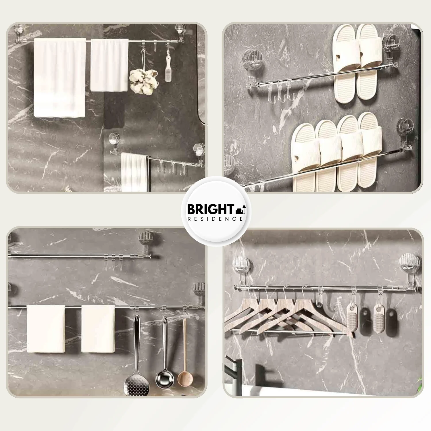 HangRack™ - Adjustable stainless steel towel rack with suction cups - Image 3